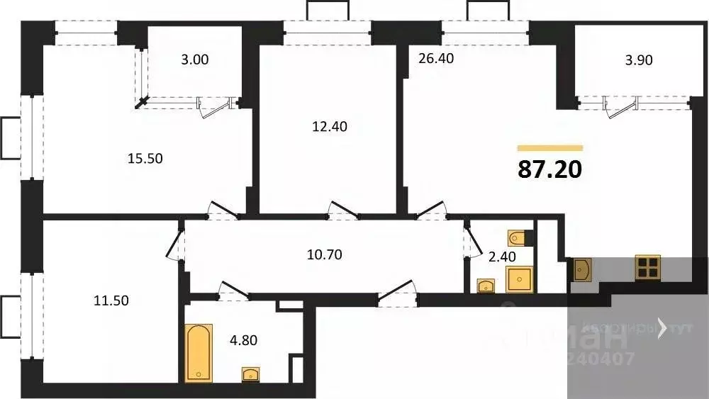 3-к кв. Воронежская область, Воронеж Ключи мкр, Ключи-клаб жилой ... - Фото 1