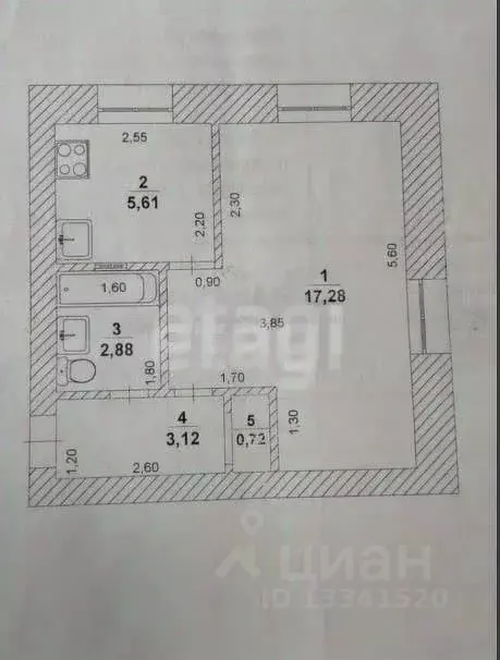 1-к кв. Ульяновская область, Ульяновск просп. Нариманова, 33 (29.6 м) - Фото 2