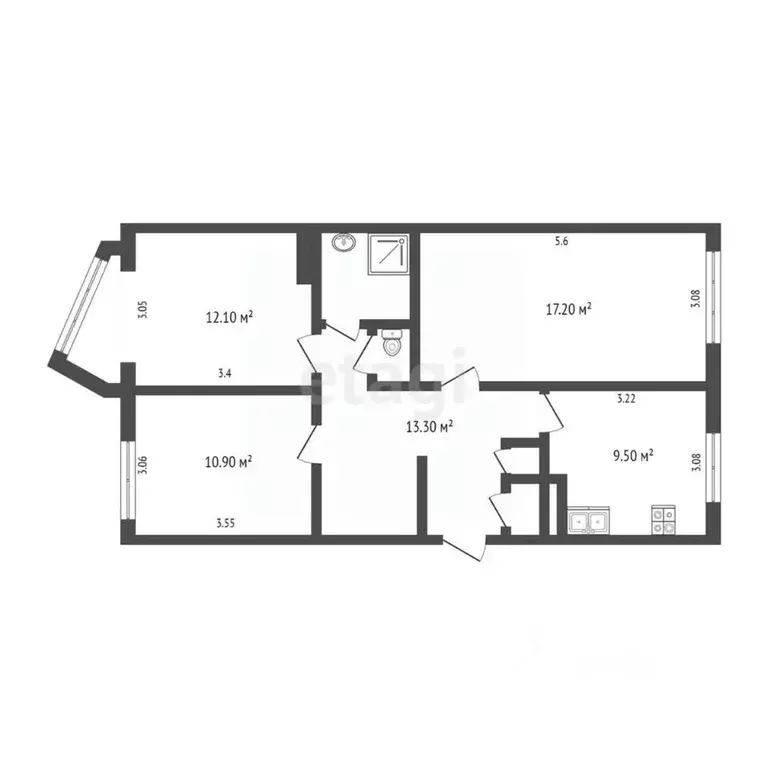 3-к кв. Камчатский край, Петропавловск-Камчатский Дальняя ул., 26/1 ... - Фото 2