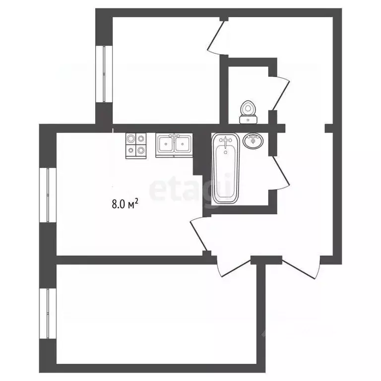 2-к кв. Ямало-Ненецкий АО, Пуровский район, Уренгой пгт, 1-й мкр 9 ... - Фото 2