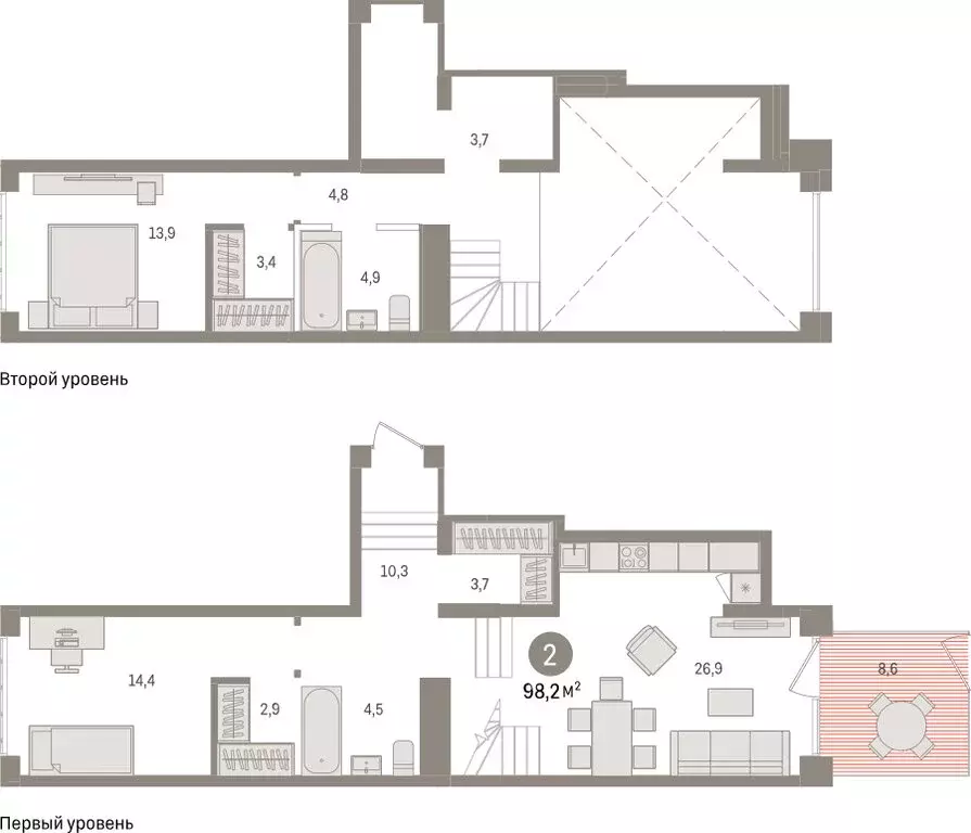 2-комнатная квартира: Тюмень, ЖК Дом у Озера (98.2 м) - Фото 1