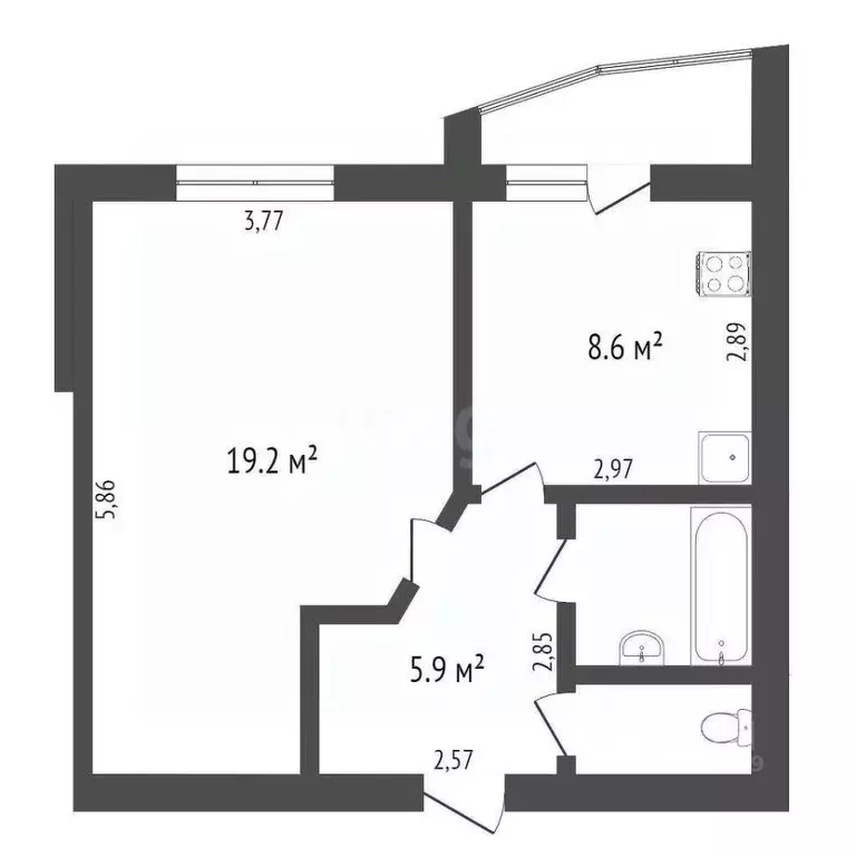 1-к кв. Белгородская область, Белгород ул. Макаренко, 38 (38.5 м) - Фото 2