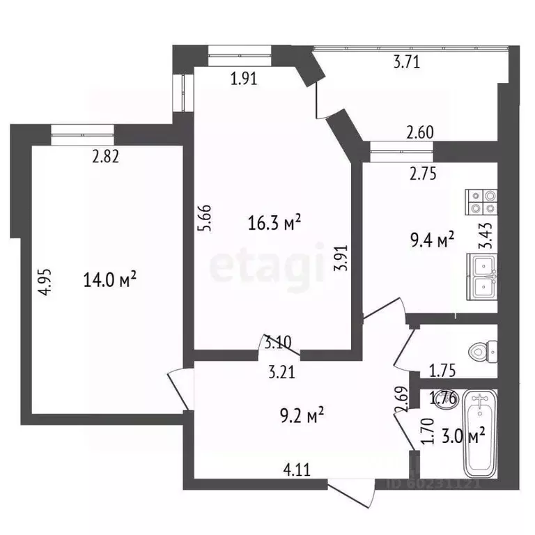 2-к кв. Пермский край, Пермский муниципальный округ, с. Фролы ул. ... - Фото 2