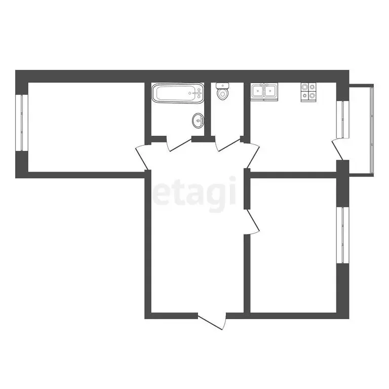 2-комнатная квартира: село Горелое, Новая улица, 34Б (47.9 м) - Фото 1