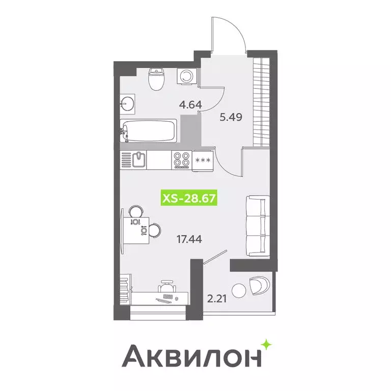 Квартира-студия: Санкт-Петербург, бульвар Головнина, 6к1 (28.67 м) - Фото 0