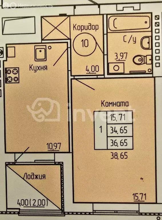 1-комнатная квартира: Калининград, улица Сержанта Мишина, 81к3 (38.65 ... - Фото 0