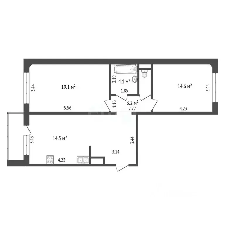 2-к кв. Тюменская область, Тюменский муниципальный округ, д. Патрушева ... - Фото 2