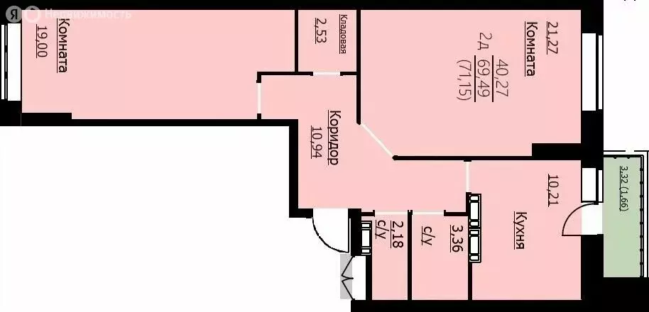2-комнатная квартира: Ярославль, Красноборская улица, 38к3 (71.15 м) - Фото 1