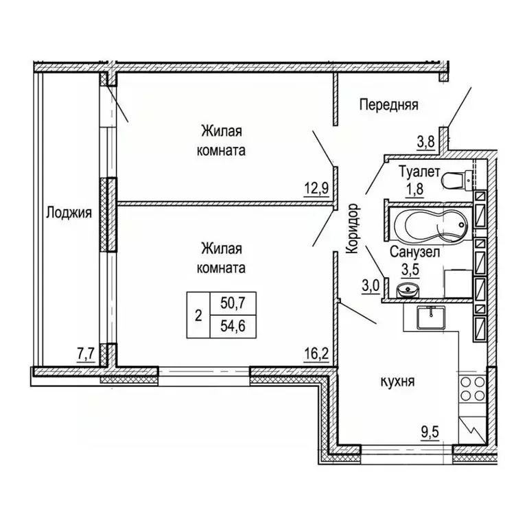 2-к кв. Приморский край, Владивосток На Черняховского жилой квартал,  ... - Фото 1