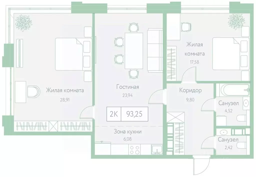 2-к кв. Хабаровский край, Хабаровск Доступный пер., 14 (93.25 м) - Фото 1