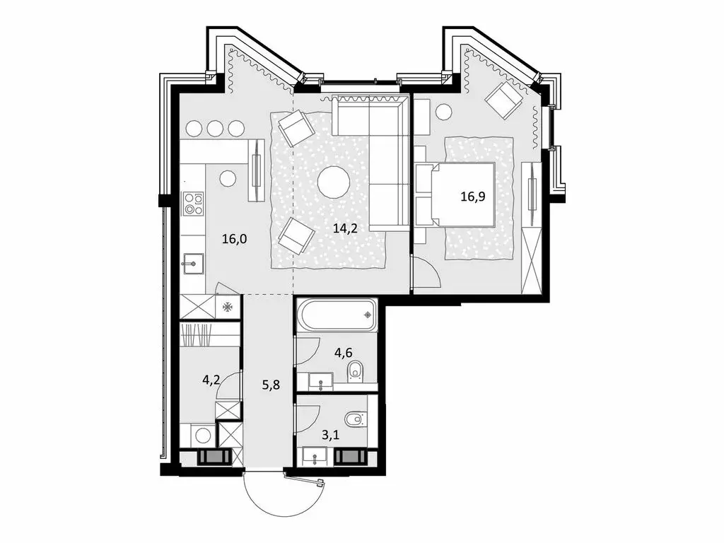 2-комнатная квартира: Москва, улица Генерала Глаголева, 14Ак1 (64.8 м) - Фото 1