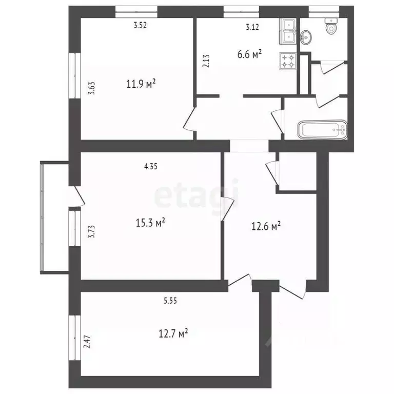 3-к кв. Ленинградская область, Кировский район, Назия пгт ул. ... - Фото 2
