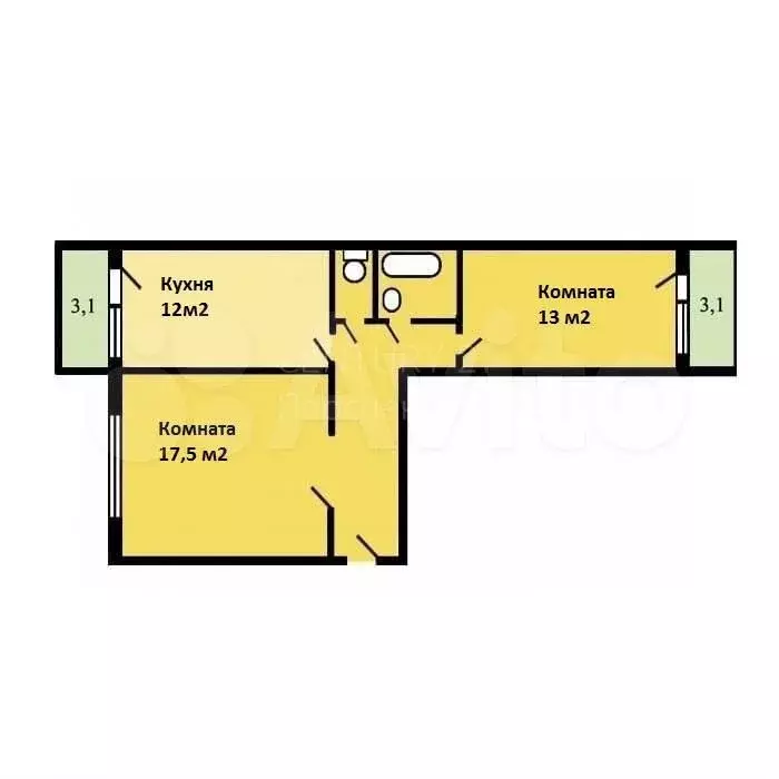 2-к. квартира, 53,5 м, 5/8 эт. - Фото 0