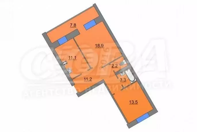 2-комнатная квартира: Тюмень, Интернациональная улица, 138 (60 м) - Фото 1