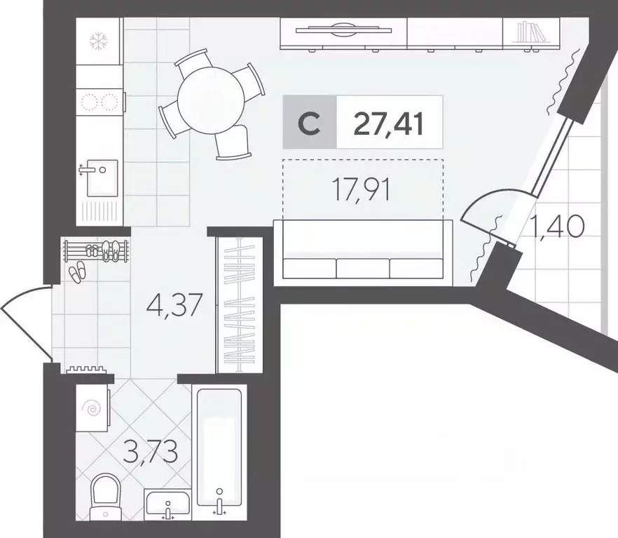 Студия Тюменская область, Тюмень Скандиа.Квартал в Комарово Парк жилой ... - Фото 1