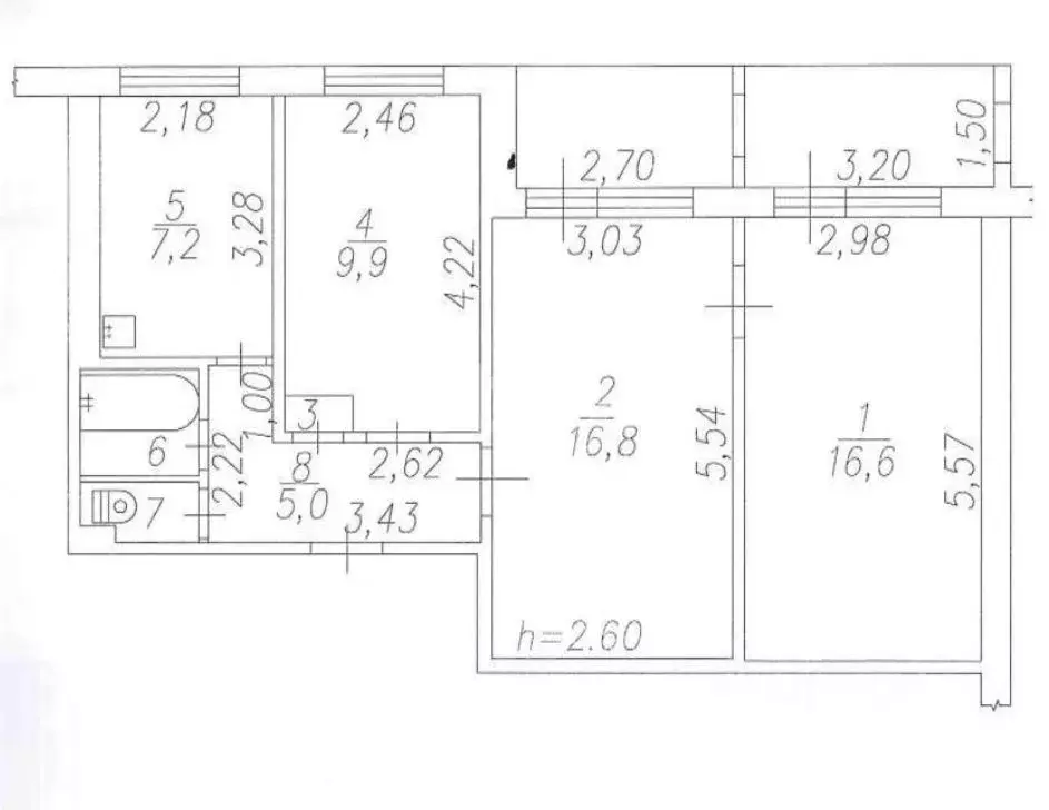 3-к кв. Кемеровская область, Новокузнецк просп. Архитекторов, 22 (58.9 ... - Фото 2