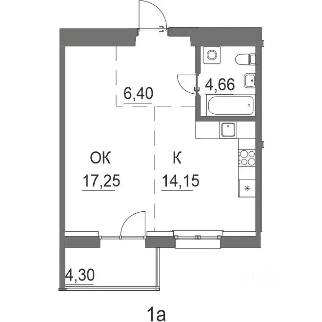 1-к кв. Иркутская область, Иркутск ул. Пискунова, 132Б (46.76 м) - Фото 2