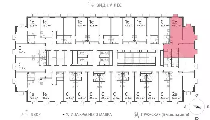 2-к. квартира, 65 м, 23/23 эт. - Фото 1