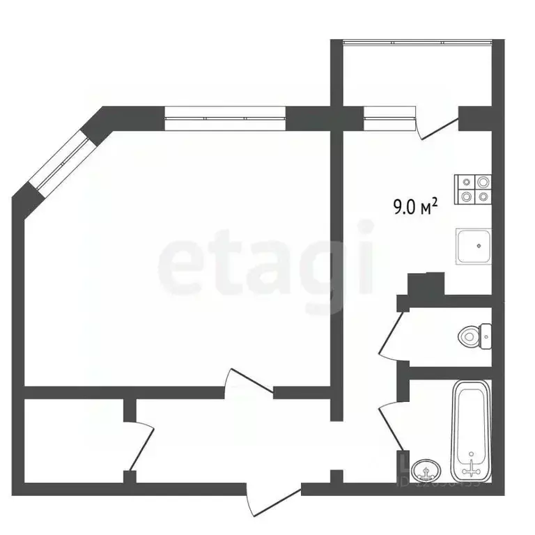 1-к кв. Московская область, Одинцово ул. Кутузовская, 9 (42.3 м) - Фото 2