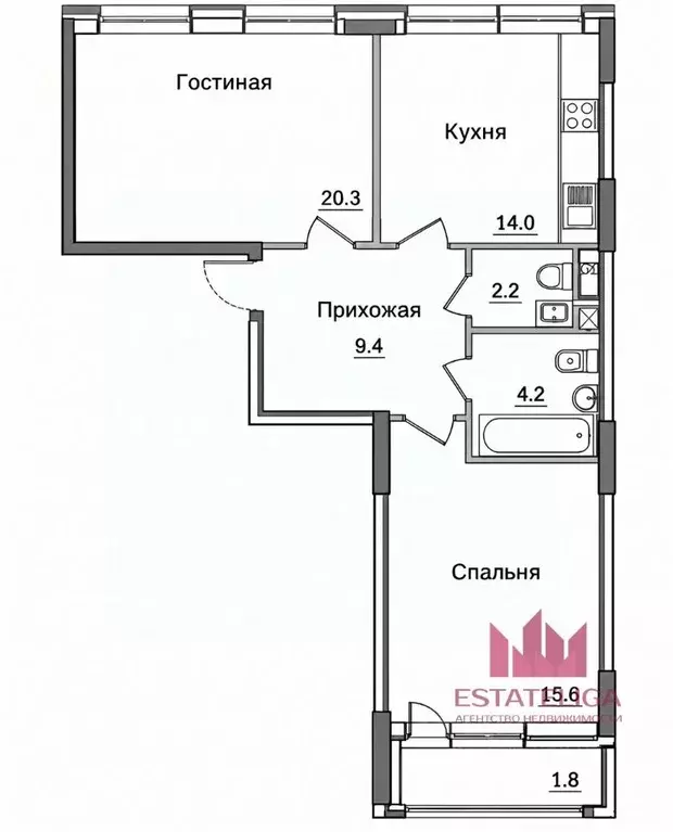 2-к кв. Москва Внуковское поселение, бул. Андрея Тарковского, 9 (65.6 ... - Фото 2