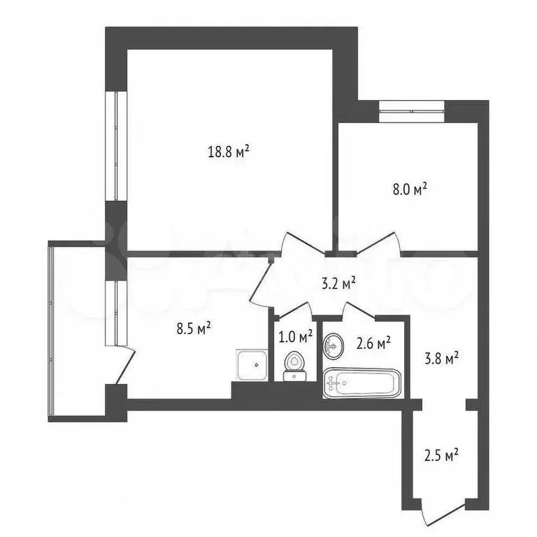 2-к. квартира, 50 м, 6/17 эт. - Фото 0