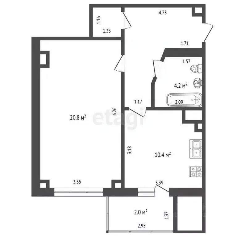 1-к кв. Ростовская область, Батайск ул. Северная Звезда, 7/5 (48.8 м) - Фото 2