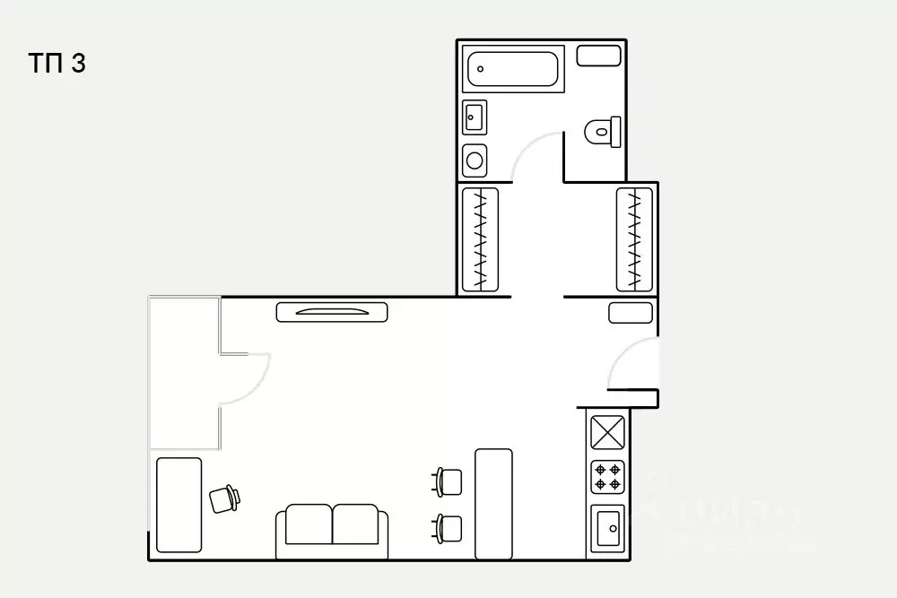 Студия Москва Ходынский бул., 2 (45.0 м) - Фото 2