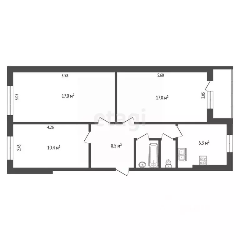 3-к кв. Ярославская область, Ярославль просп. Машиностроителей, 22к2 ... - Фото 2