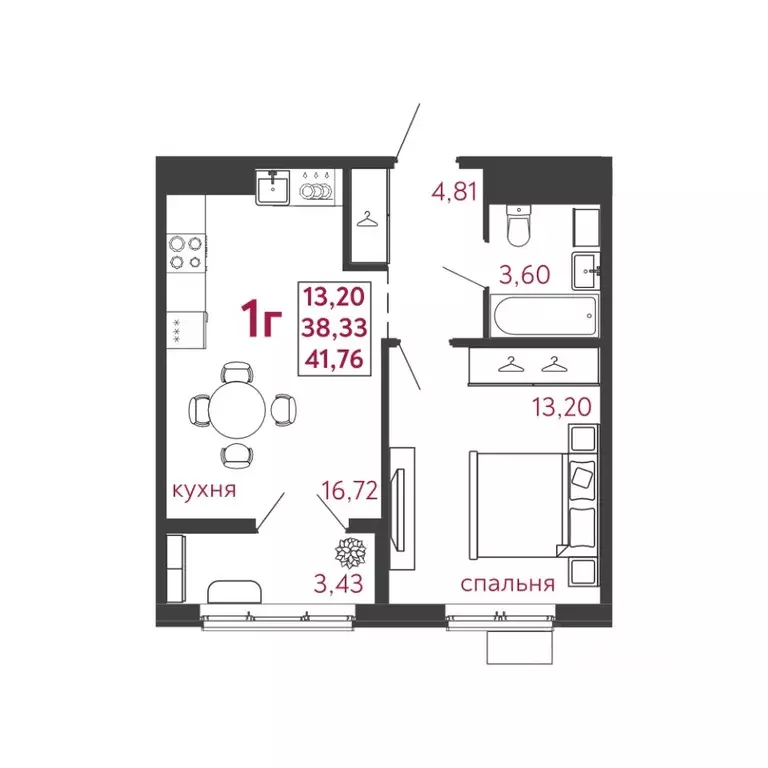 1-к кв. Пензенская область, Пенза ул. Баталина (41.76 м) - Фото 1