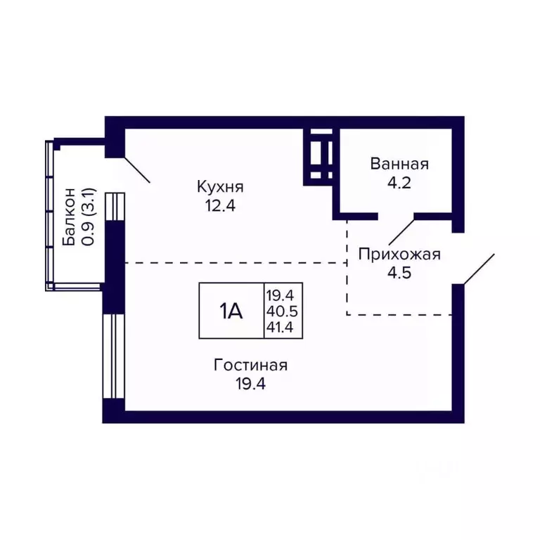 1-к кв. Новосибирская область, Новосибирск ул. Фрунзе, 220 (41.4 м) - Фото 1