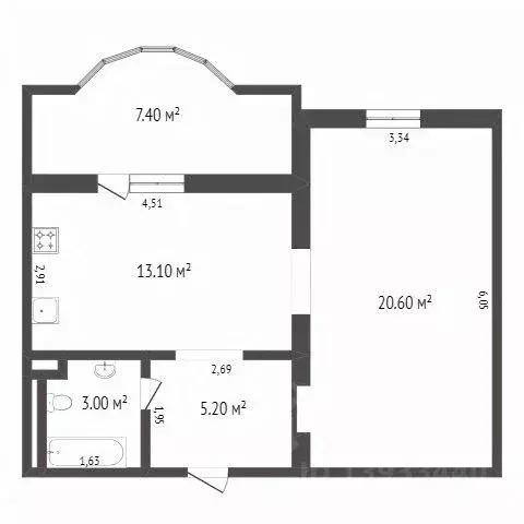 1-к кв. Тюменская область, Тюмень ул. Николая Федорова, 12к4 (50.0 м) - Фото 1