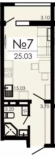Квартира-студия, 25 м, 4/13 эт. - Фото 1