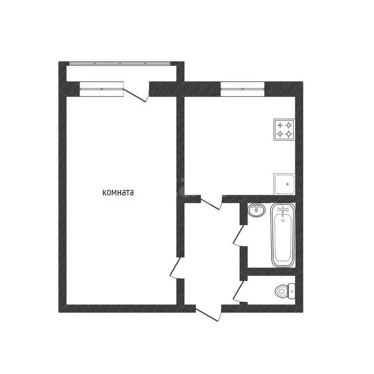 1-комнатная квартира: Курган, улица Криволапова, 10 (32.7 м) - Фото 0