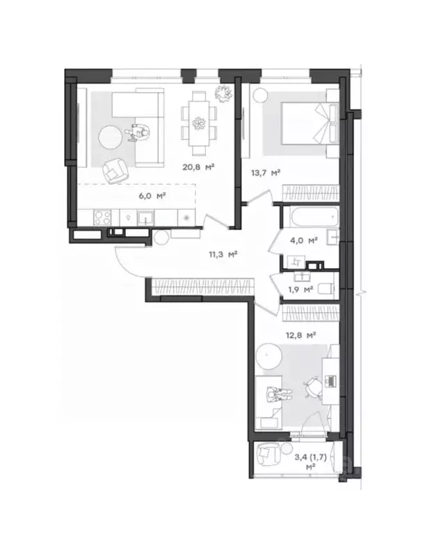 2-к кв. Ярославская область, Ярославль Тутаевское ш., 93Б (72.2 м) - Фото 1