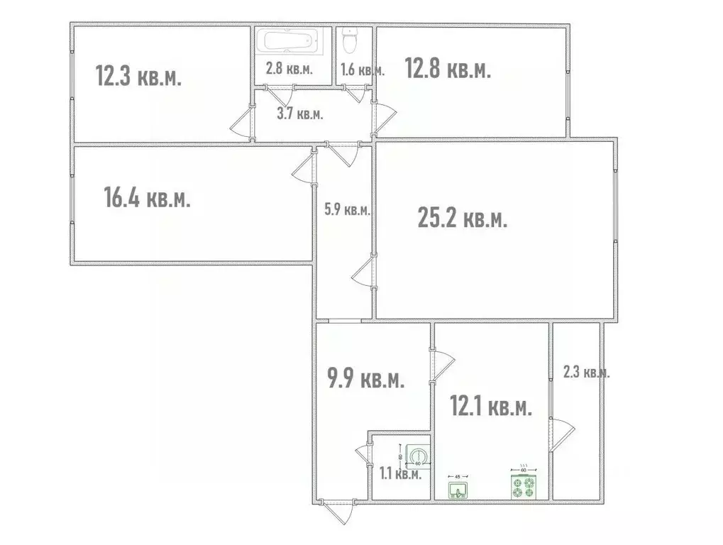 4-к кв. Омская область, Омск Омская ул., 136к1 (103.5 м) - Фото 2