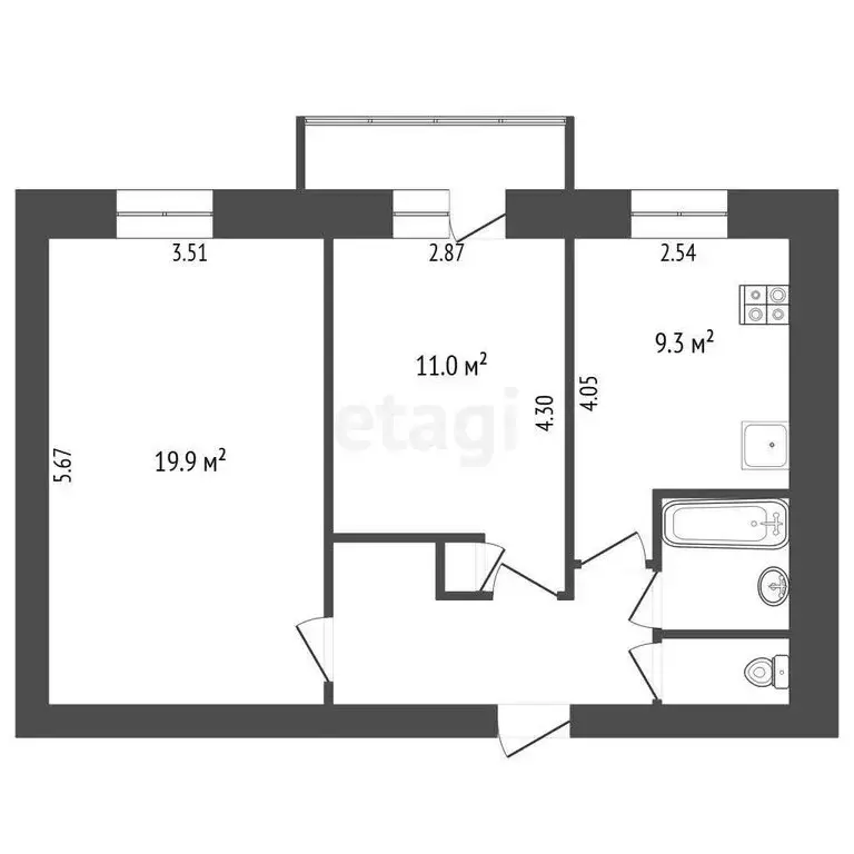 2-комнатная квартира: Челябинск, улица Комарова, 112 (49.6 м) - Фото 0