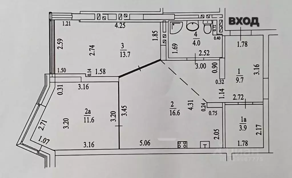2-к кв. Башкортостан, Уфа ул. Октябрьской Революции, 19Б (59.5 м) - Фото 2