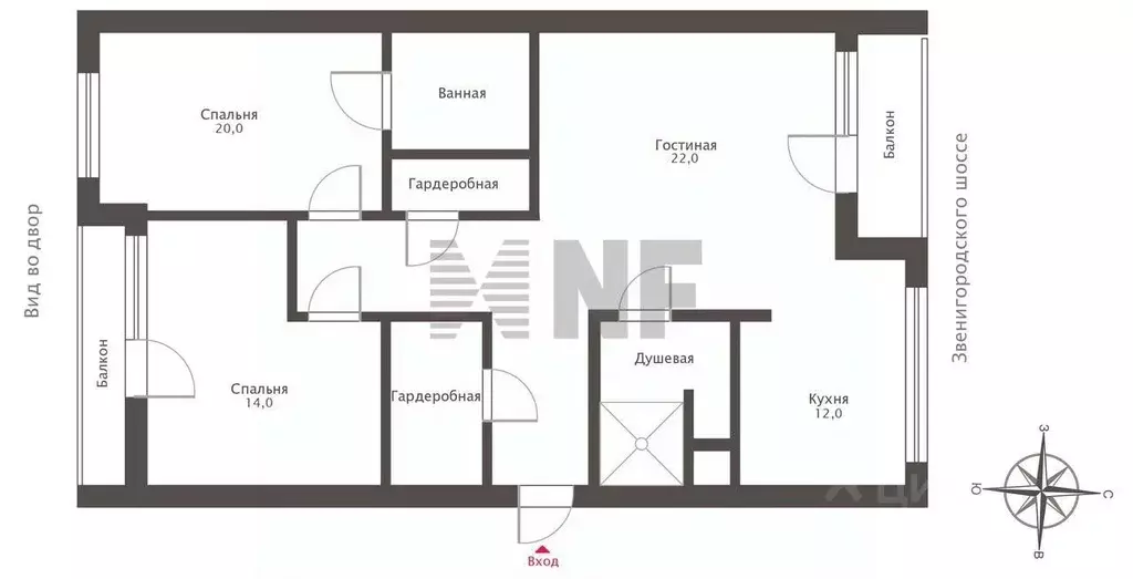 3-к кв. Москва 2-я Черногрязская ул., 6к3 (105.0 м) - Фото 2