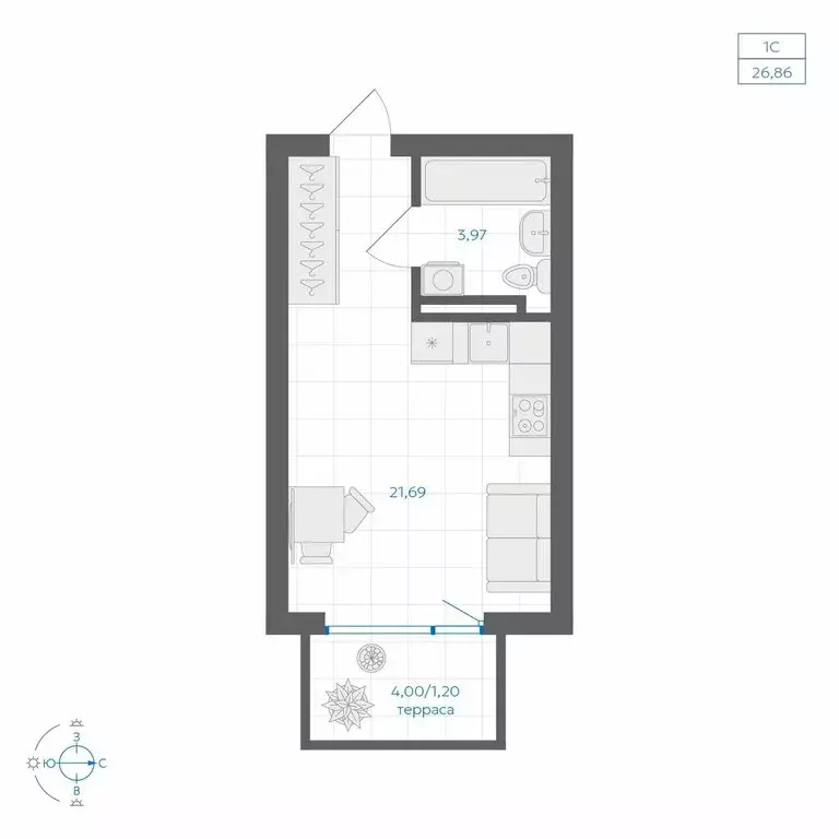Квартира-студия: Челябинский городской округ, посёлок Пригородный, ... - Фото 2