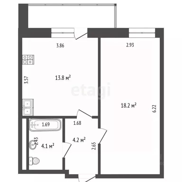 1-к кв. Тюменская область, Тюмень ул. Дружбы, 73к5 (40.3 м) - Фото 0