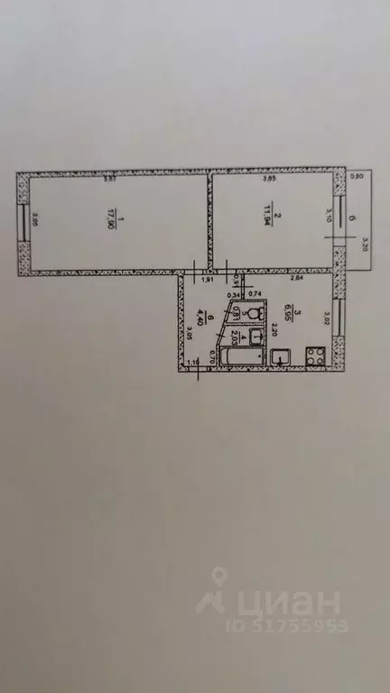 2-к кв. Ульяновская область, Ульяновск просп. Гая, 21А (44.0 м) - Фото 1