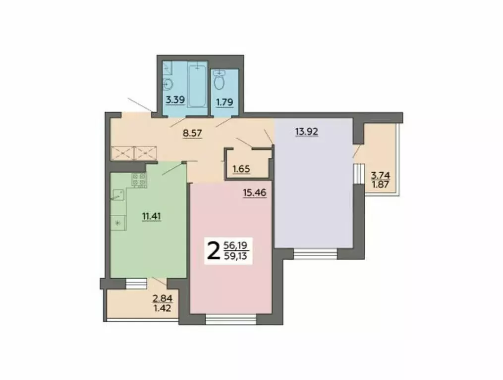 2-комнатная квартира: Воронеж, Острогожская улица, 164 (59.13 м) - Фото 0