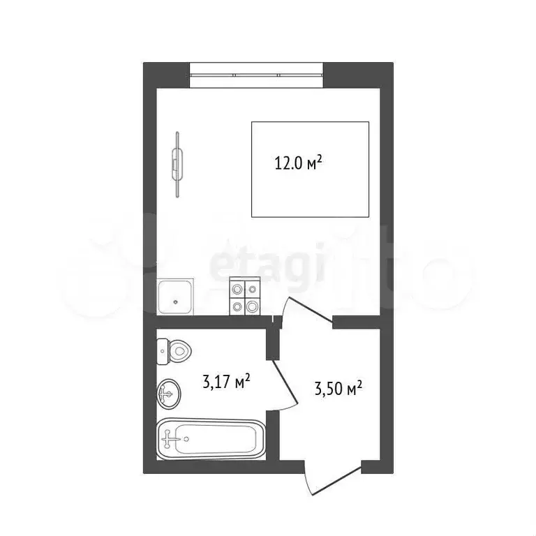 Квартира-студия, 20,4 м, 3/12 эт. - Фото 0