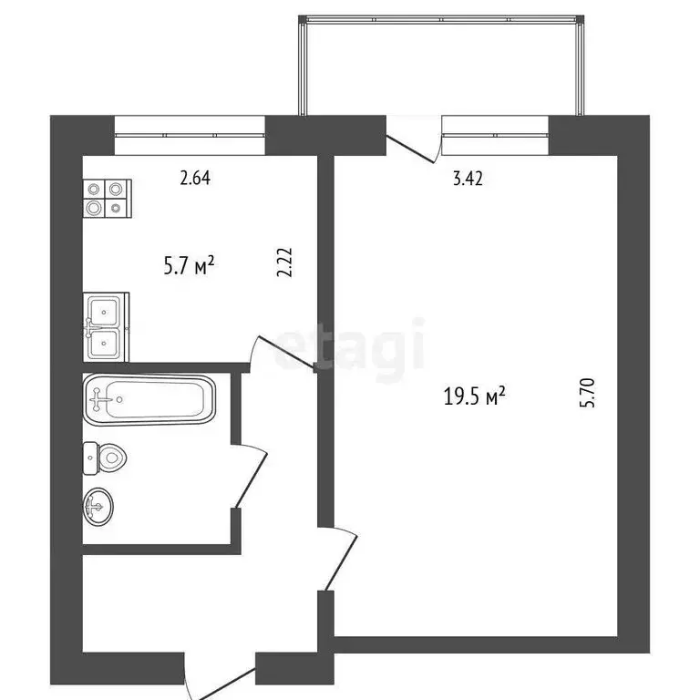 1-комнатная квартира: Тюмень, Инженерная улица, 62 (35 м) - Фото 0