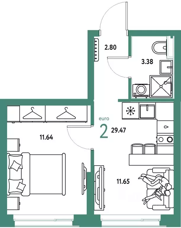 2-к кв. Свердловская область, Екатеринбург ул. Шефская, 28А (29.47 м) - Фото 1