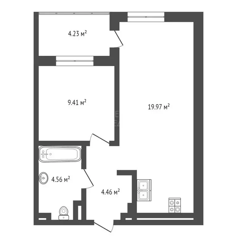 1-комнатная квартира: Тюмень, Краснооктябрьская улица, 6 (42.2 м) - Фото 0