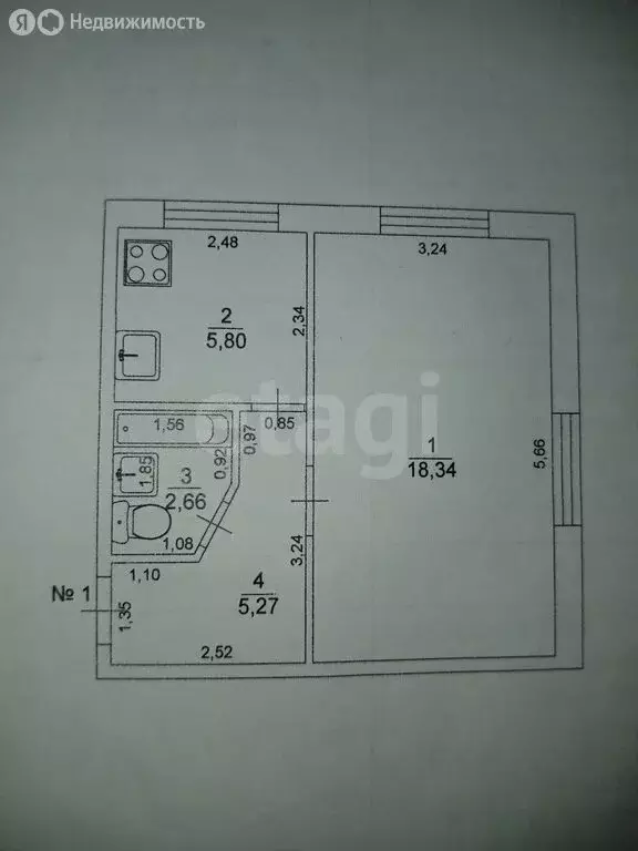 1-комнатная квартира: село Озёрки, улица 1-й Микрорайон, 16 (32.1 м) - Фото 1