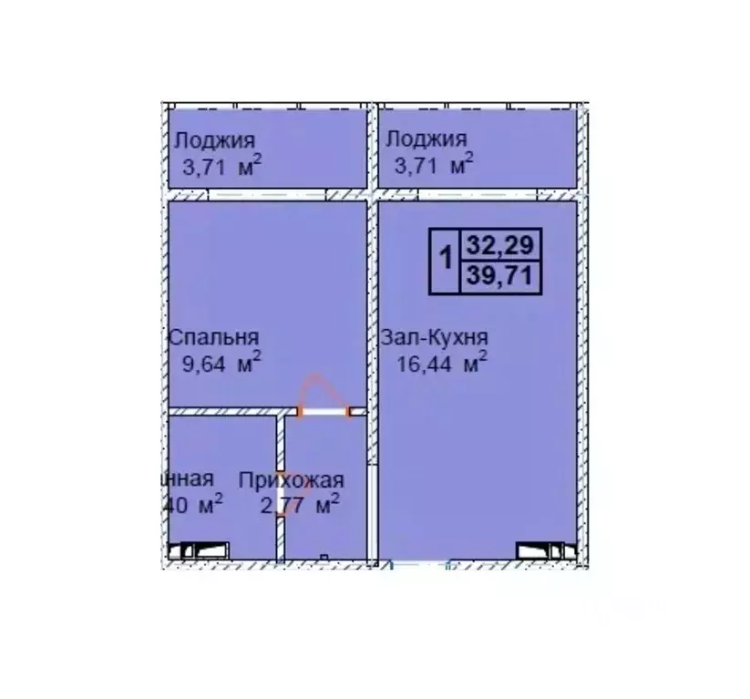 1-к кв. Чеченская республика, Грозный пос. Строителей,  (39.71 м) - Фото 1