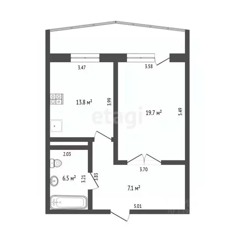 1-к кв. Тюменская область, Тюмень Ямская ул., 86/1 (53.6 м) - Фото 2