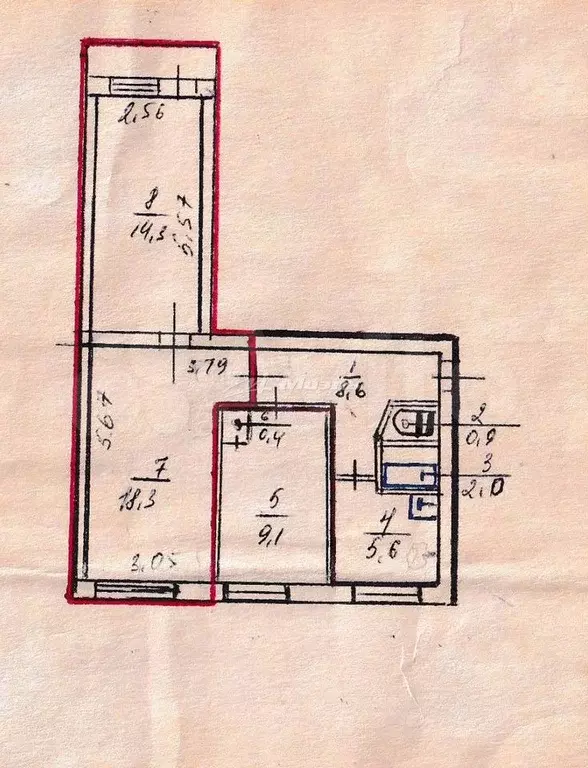 3-к. квартира, 59,2 м, 5/5 эт. - Фото 0